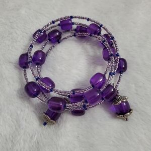 Artisan Made Purple Beaded Wrap Bracelet